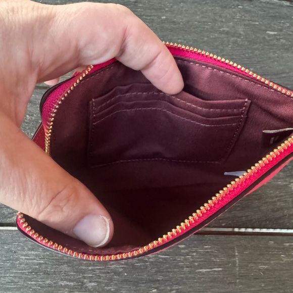 Coach Pink Leather Corner Zip Wristlet - Picture 5 of 5